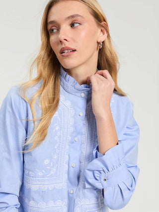 Light Blue Embroidered Blouse