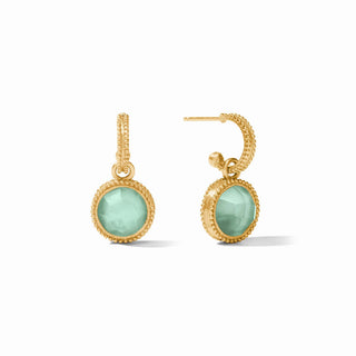 Fleur-de-Lis Hoop & Charm Earring, Aquamarine Blue