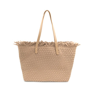 Beige Woven Open Bag