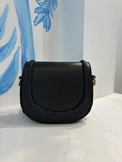 Medium Braided Saddle Bag, Black