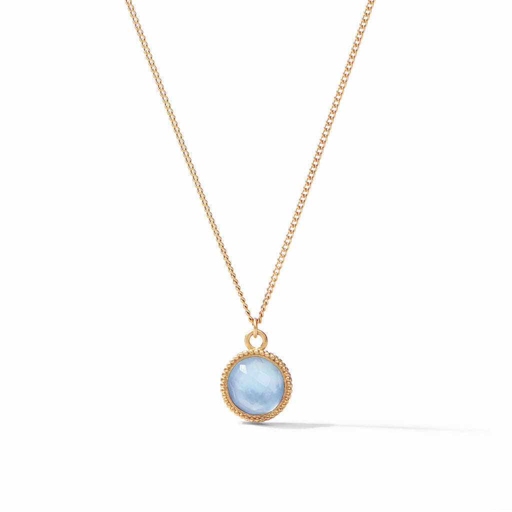 [Julie Vos] Fleur-de-Lis Solitaire Necklace - Iridescent Bahamian Blue