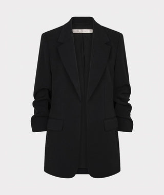 Blazer with 3/4 Scrunch Sleeve in Black