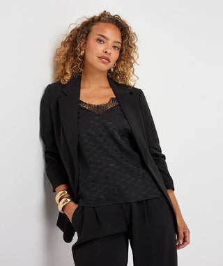 Blazer with 3/4 Scrunch Sleeve in Black