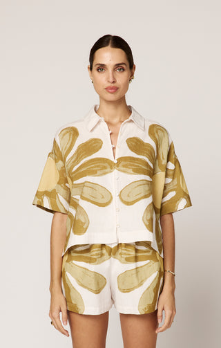 Marie Blouse Floral Placed Print