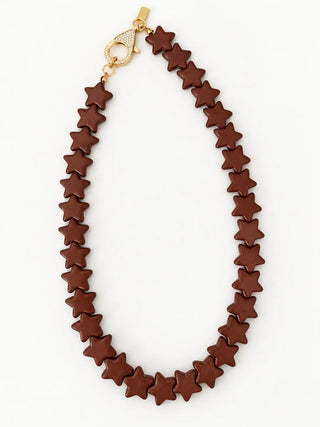 Small Star Necklace in Brown