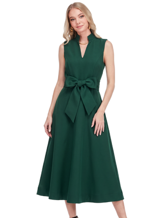 Stand Collar Dress in Emerald