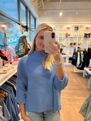 Boho Sweater, Coastal Blue