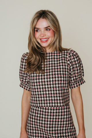 Bindi Top, Checked Tweed