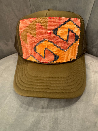 Trucker Hat, Olive with Red & Orange