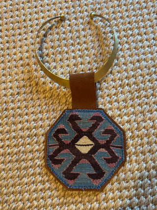 Pink, Brown & Blue Kilim Pendant Necklace
