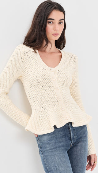 Elina Peplum Cardigan in Prosecco