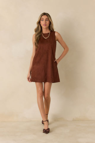 Savoy Vegan Suede Dress in Brownstone