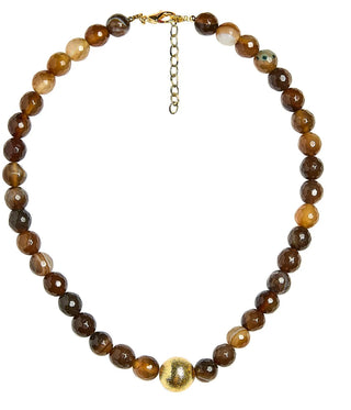 Winnie Quartz Beaded Necklace, Tiger Eye